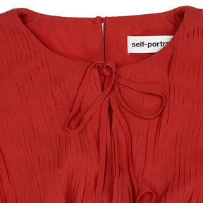 Self-Portrait Red Chiffon Midi Dress