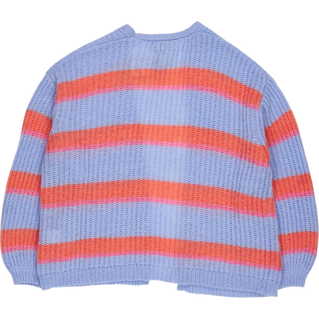 Hush Sky Blue Orange Ani Stripe Knitted Cardigan