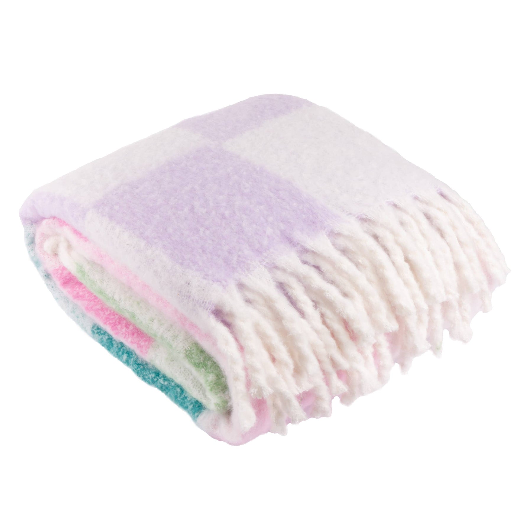 'JOY' Checked Tasselled Throw