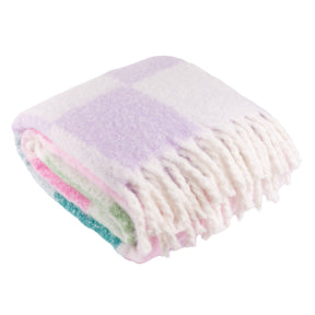 'JOY' Checked Tasselled Throw