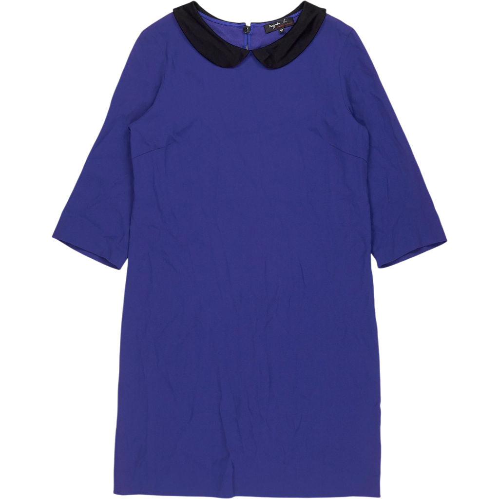 Agnès B Blue Dress with Black Collar