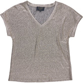 Wyse Champagne Metallic V-Neck T-Shirt