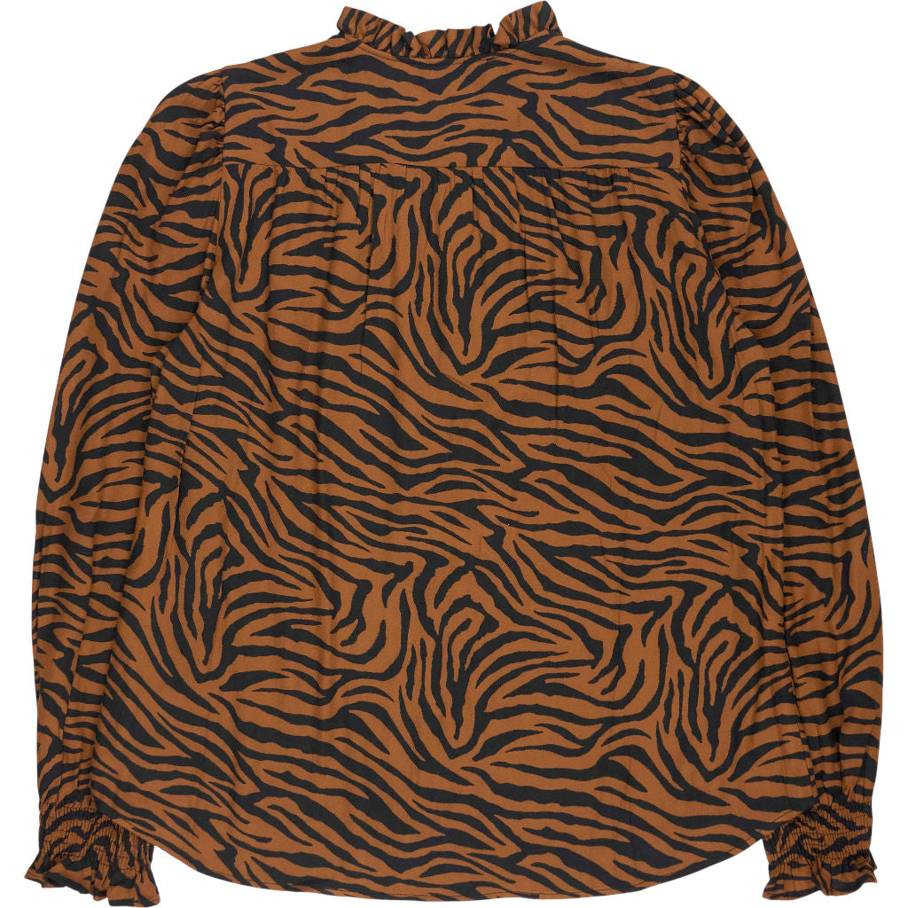 Baukjen Brown Tiger Print Sabrina Blouse