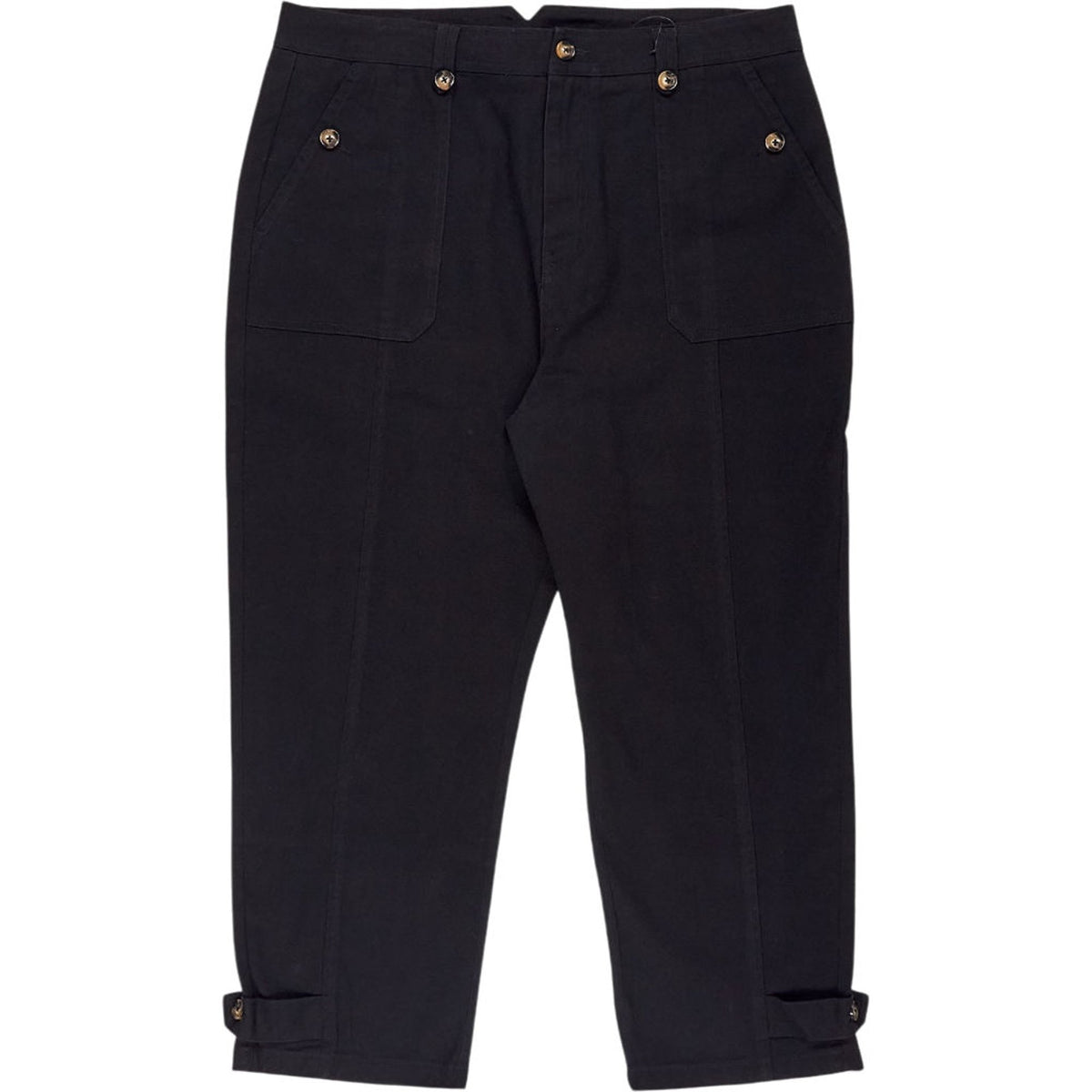 Wyse Black Cotton Trousers
