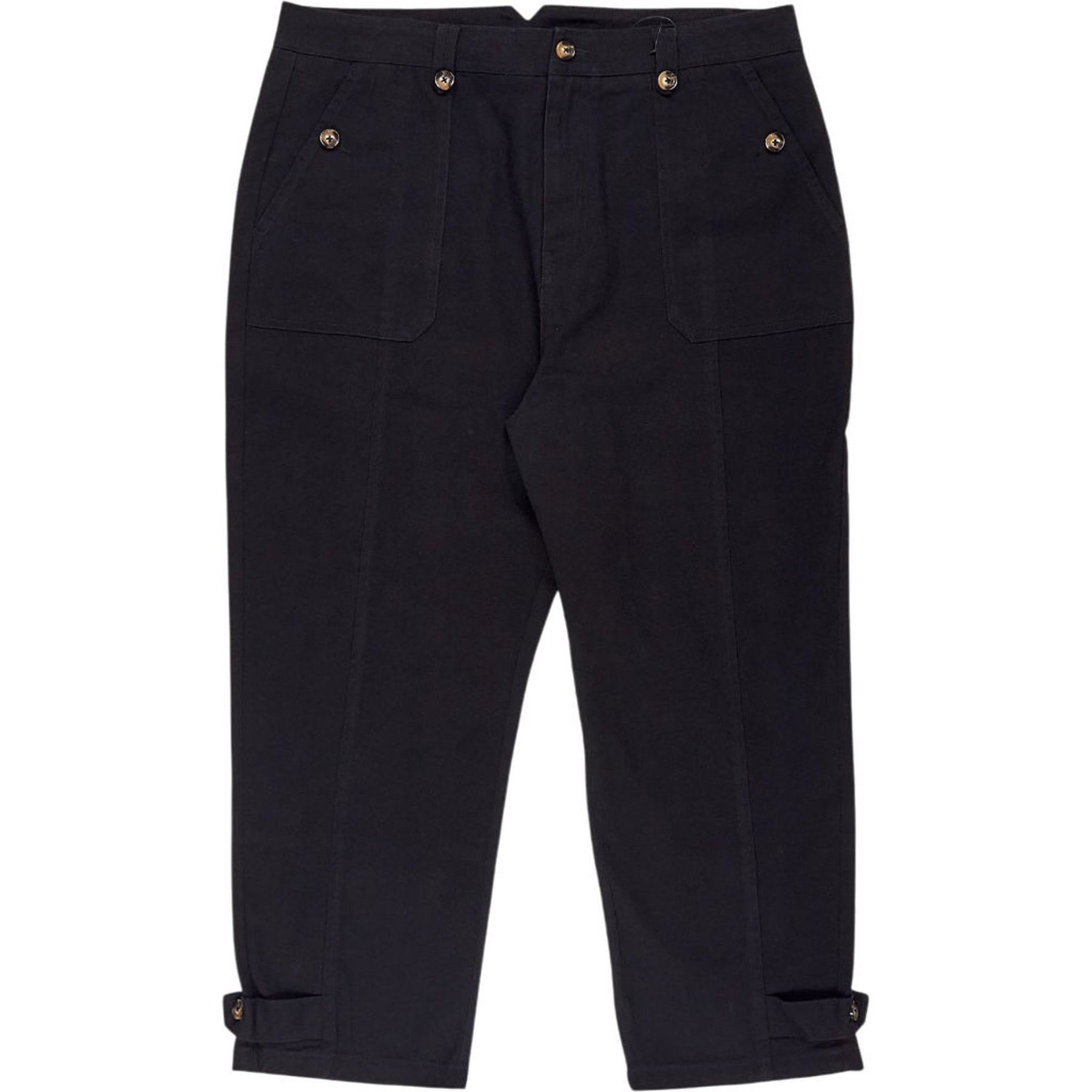 Wyse Black Cotton Trousers