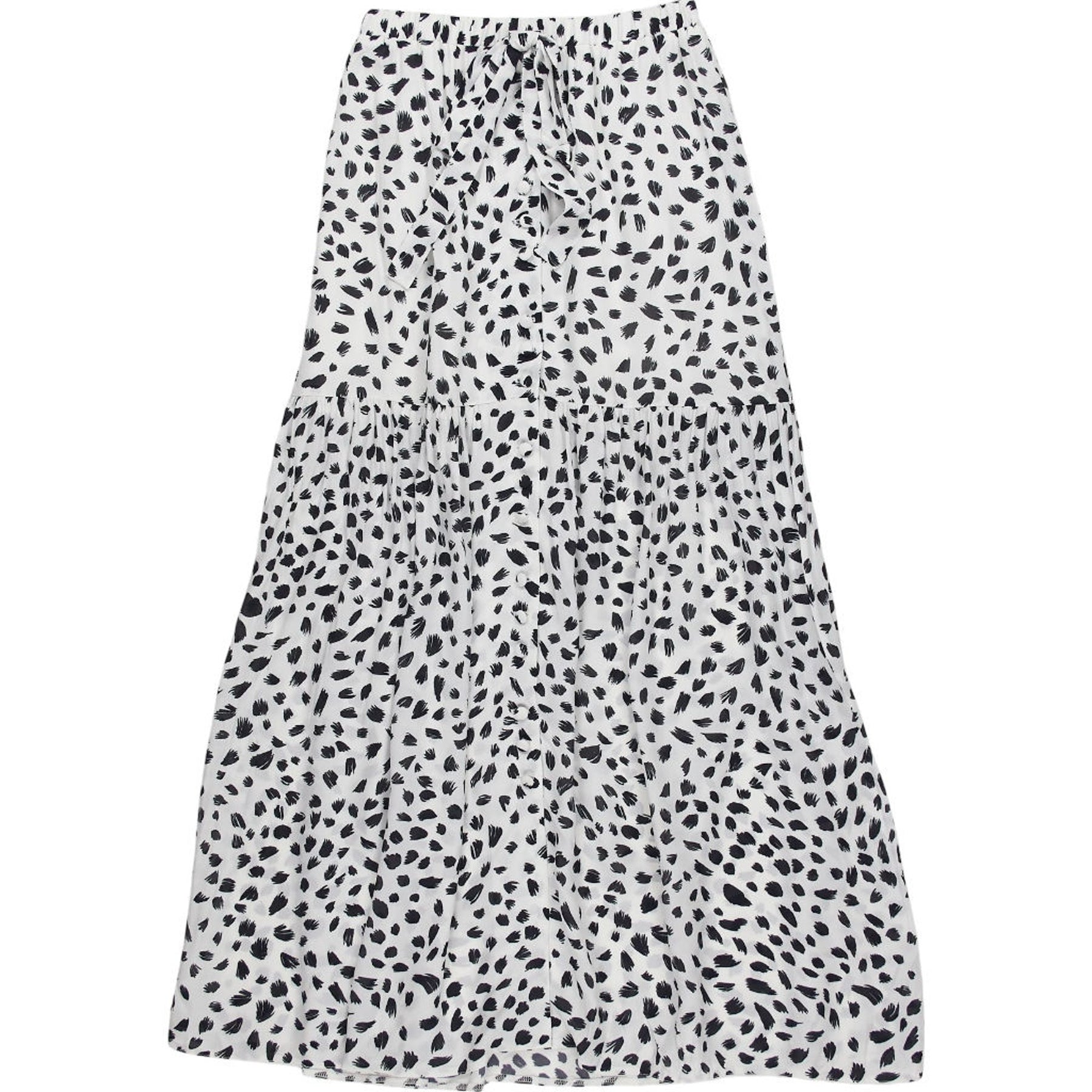 OMNES White Black Tiered Midi Skirt