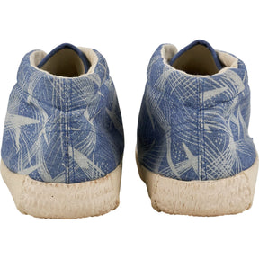 YMC Blue Patterned Canvas Hi Top Trainers
