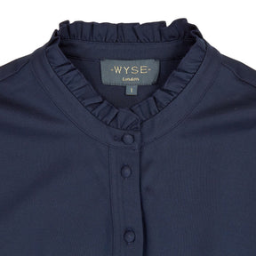 Wyse Navy Button-Up Midi Dress