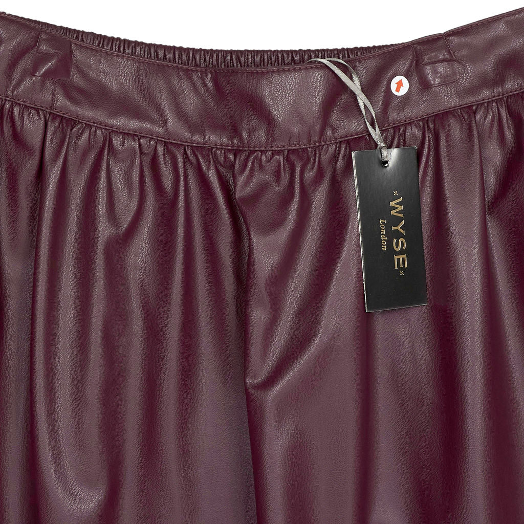 Wyse Deep Fig Mollie Faux Leather Skirt