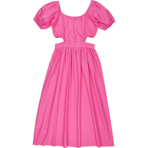 Omnes Pink Camellia Puff Sleeve Midi Dress