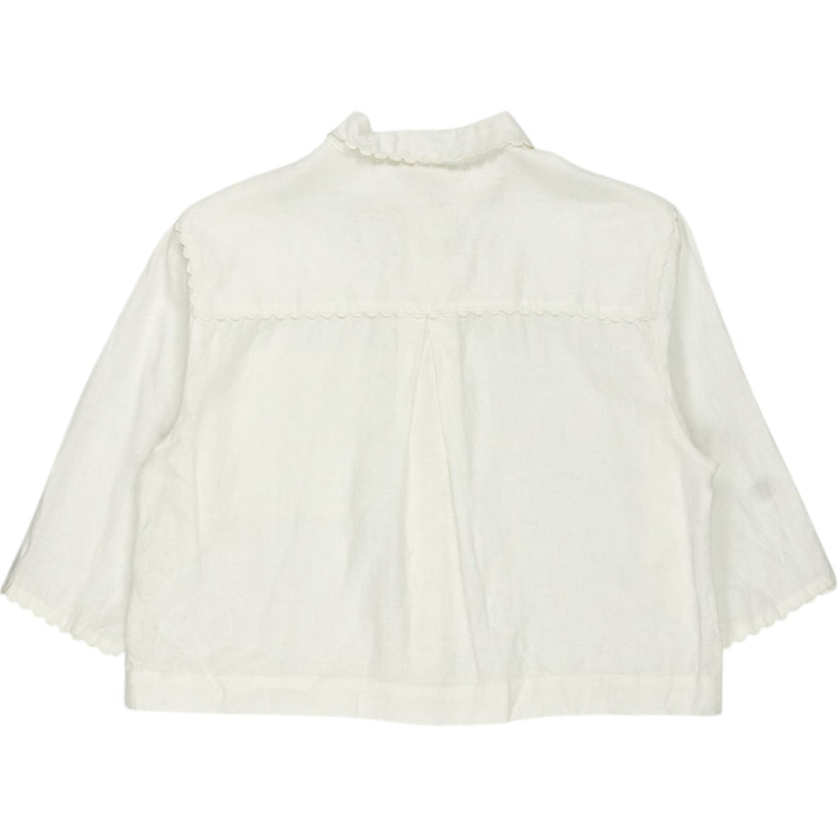 WYSE White Scalloped Button Blouse
