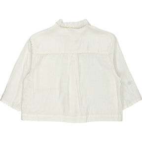 WYSE White Scalloped Button Blouse