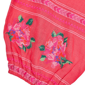 NRBY Pink Embroidered Linen Blouse