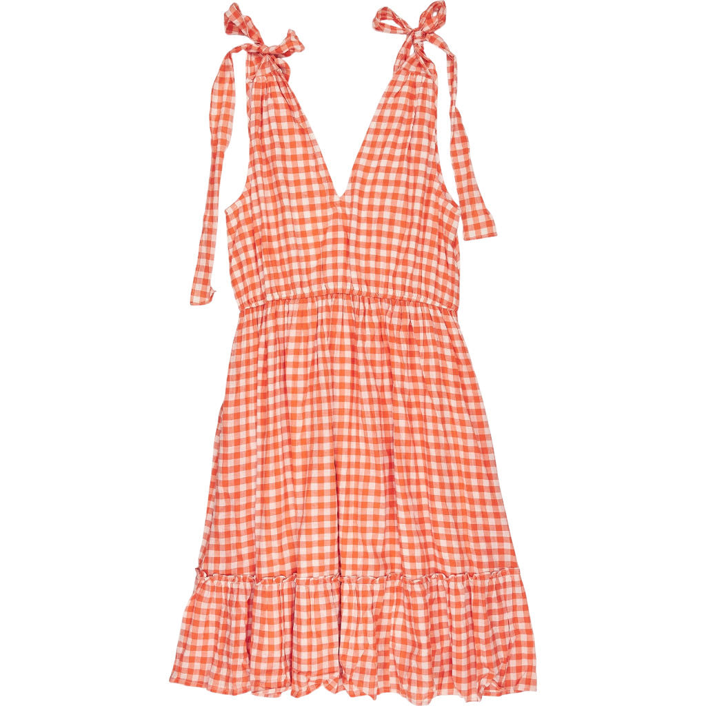 Pink City Prints Orange Gingham Dress L