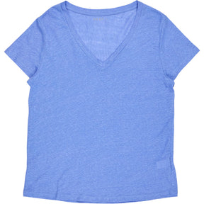NRBY Blue Linen V-Neck T-Shirt