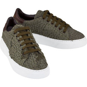 By Walid Olive Green Lace Up Trainers