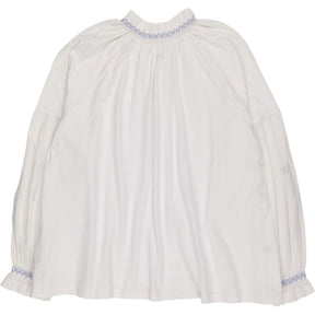 NRBY White Smocked Blue Collar Blouse