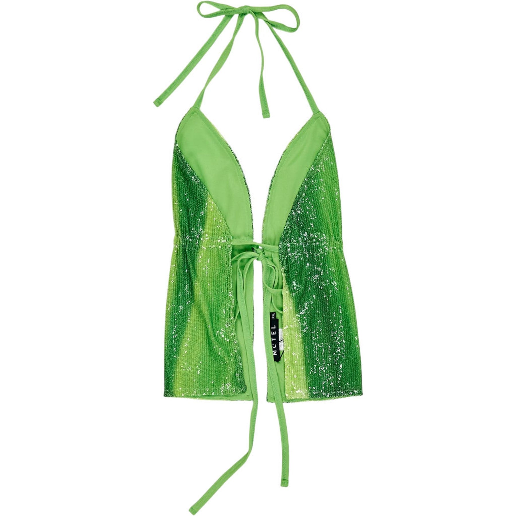 Motel Green Sequin Halterneck Top