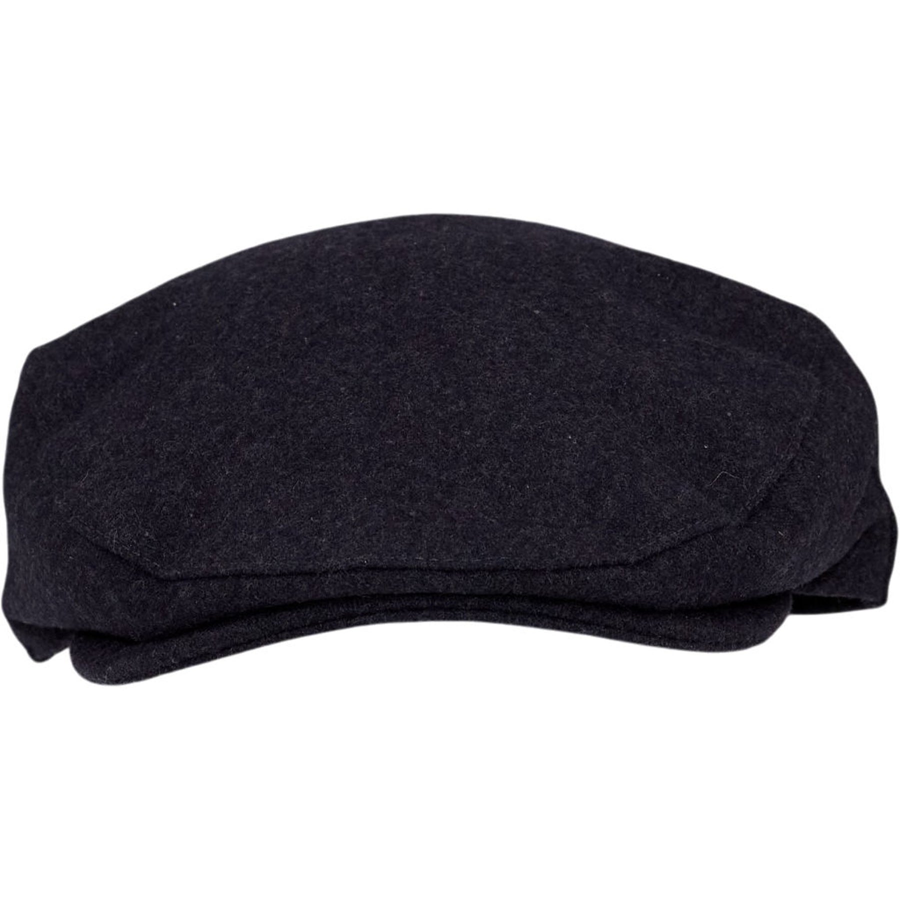 Moss Black Wool Flat Cap