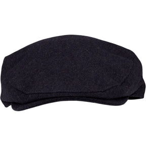 Moss Black Wool Flat Cap