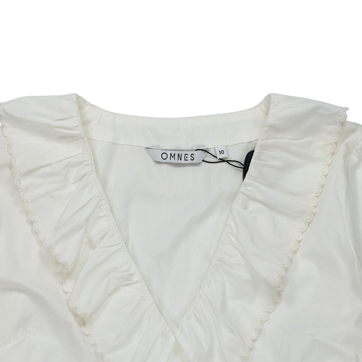 Omnes White Cotton Ruffle Blouse