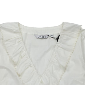 OMNES White Cotton Ruffle Blouse