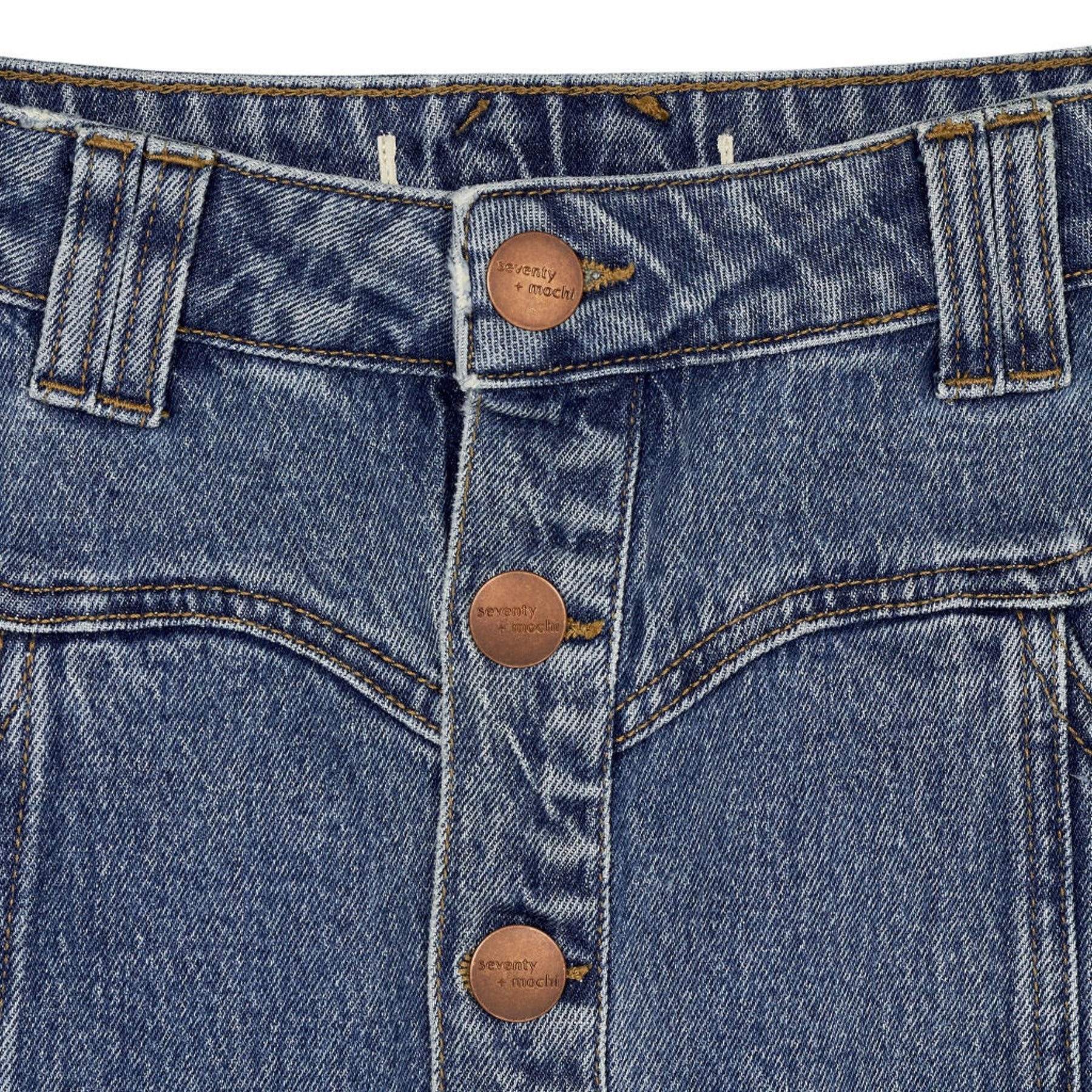 seventy + mochi Blue Denim Midi Skirt