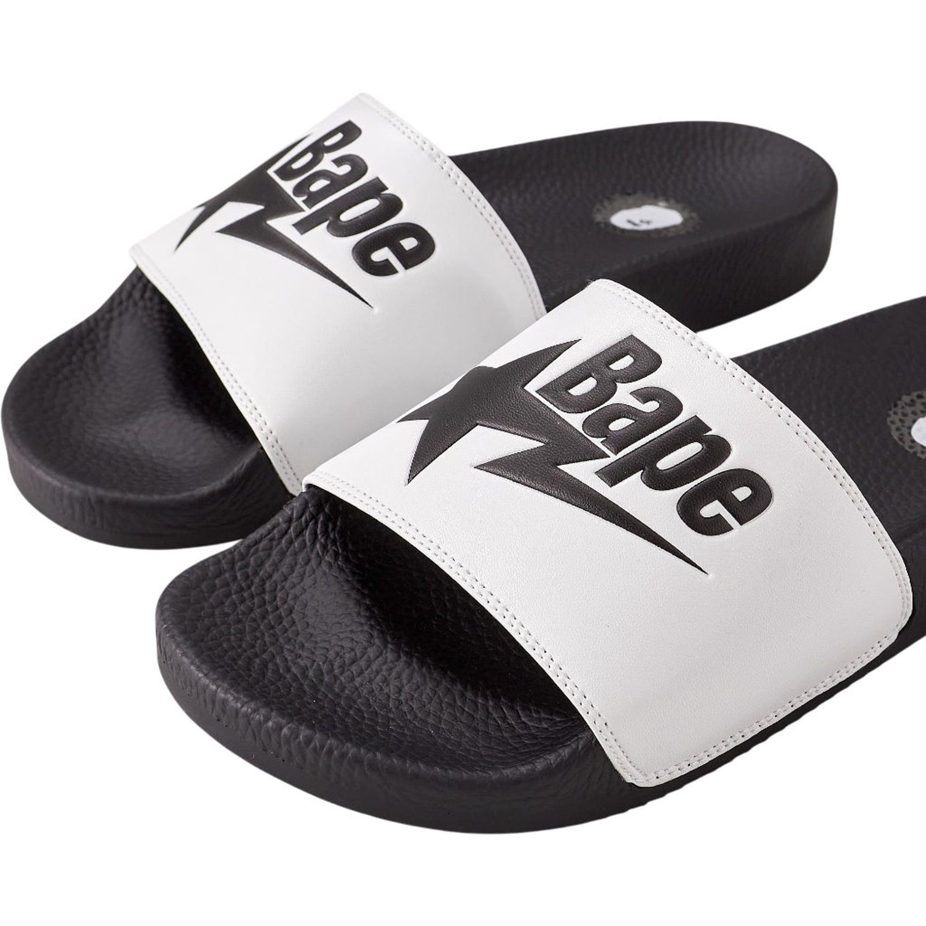 Bape White Black Slides
