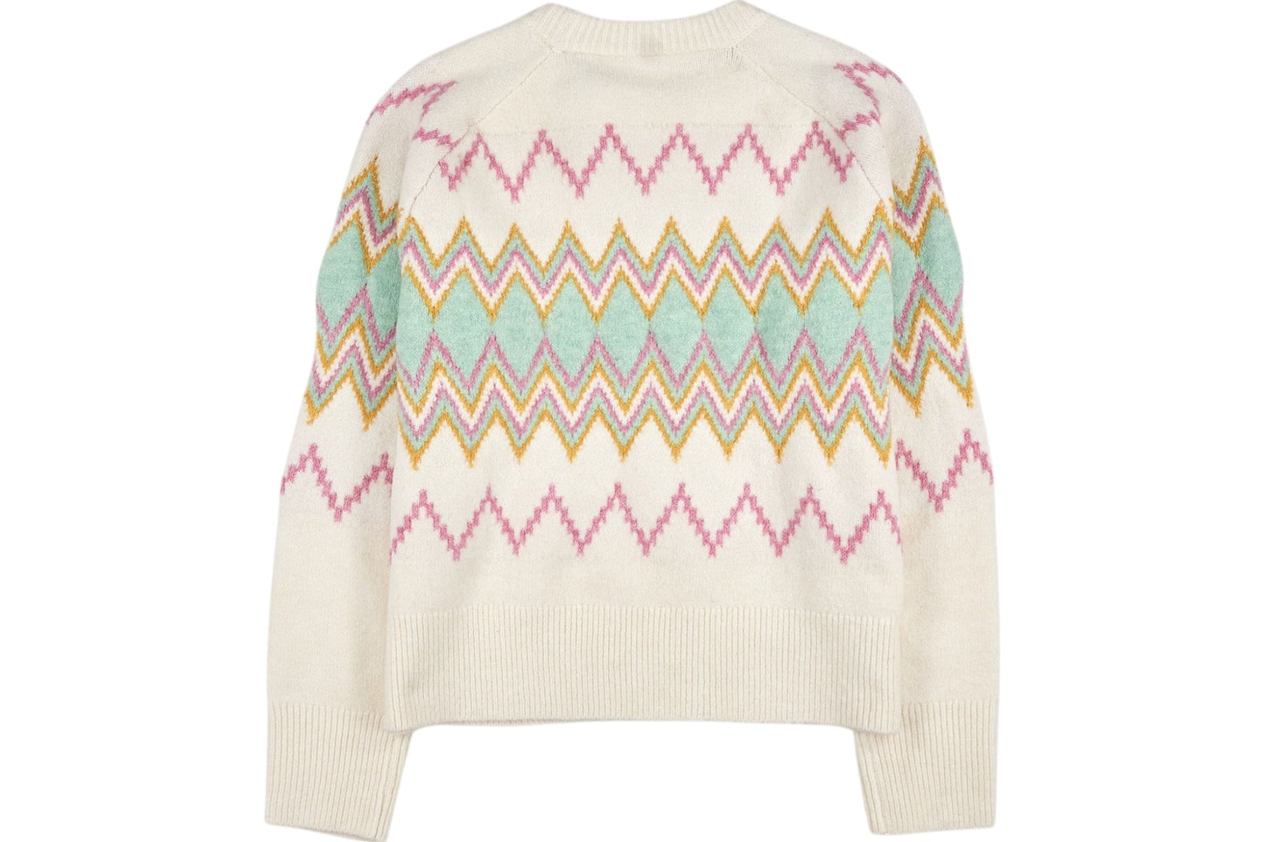 Omnes Cream Multi Zigzag Knit Jumper