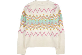 Omnes Cream Multi Zigzag Knit Jumper