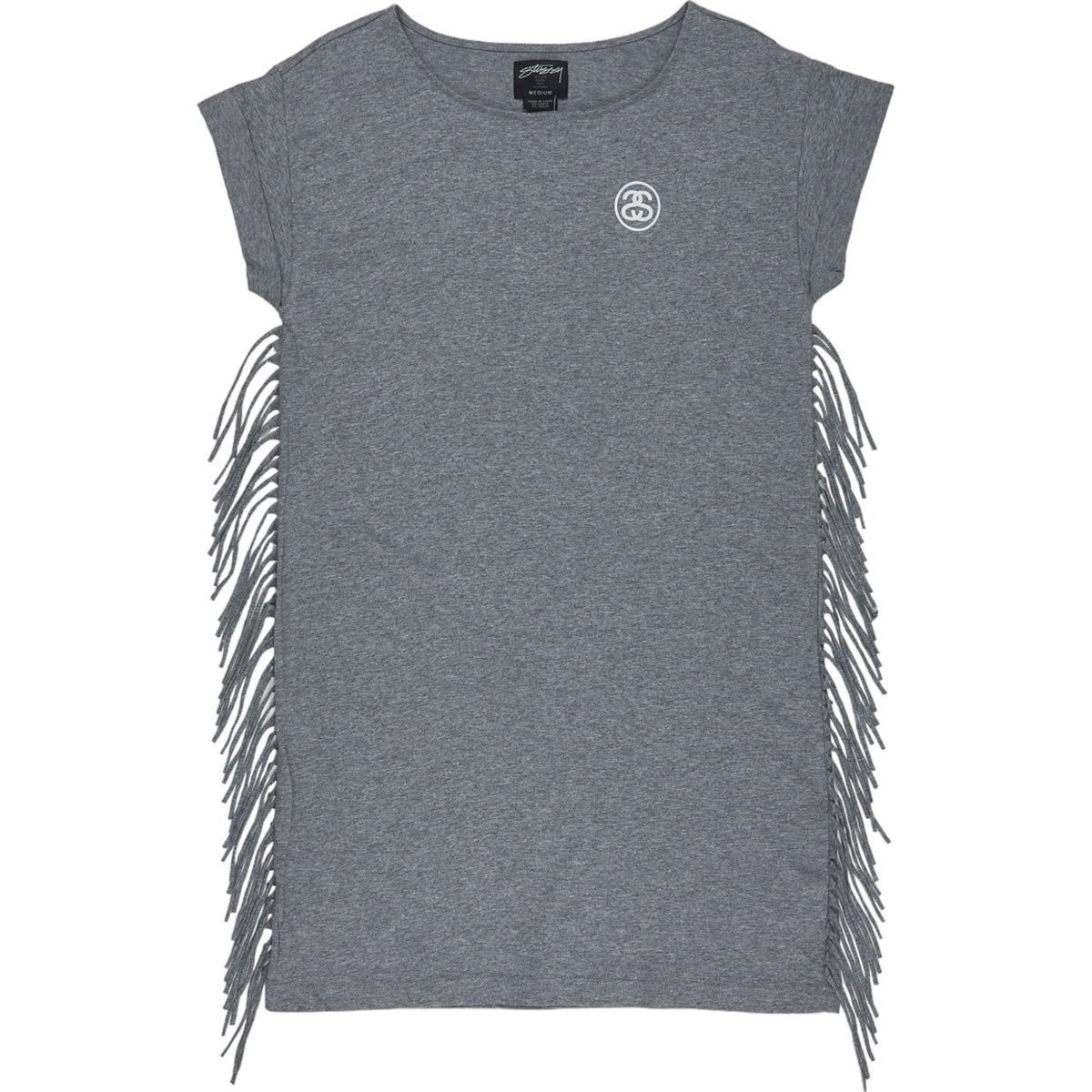 Stussy Charcoal Fringe Cuff Tee Dress