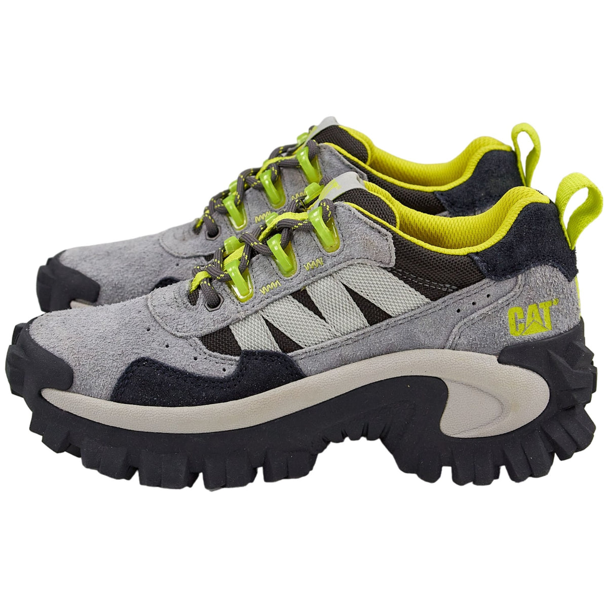 Cat Grey Yellow Intruder Beta Suede Trainers