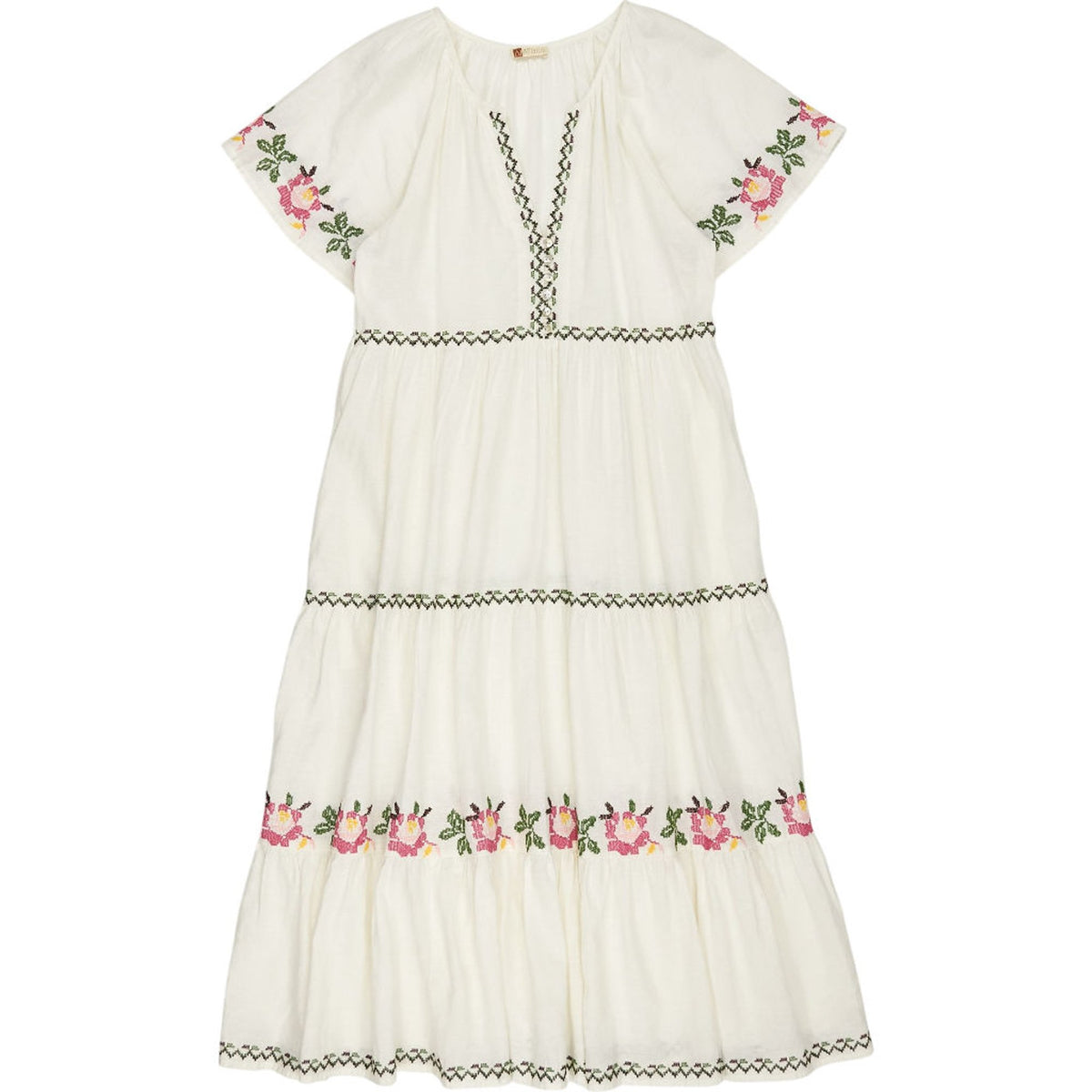 WYSE White Embroidered Midi Dress