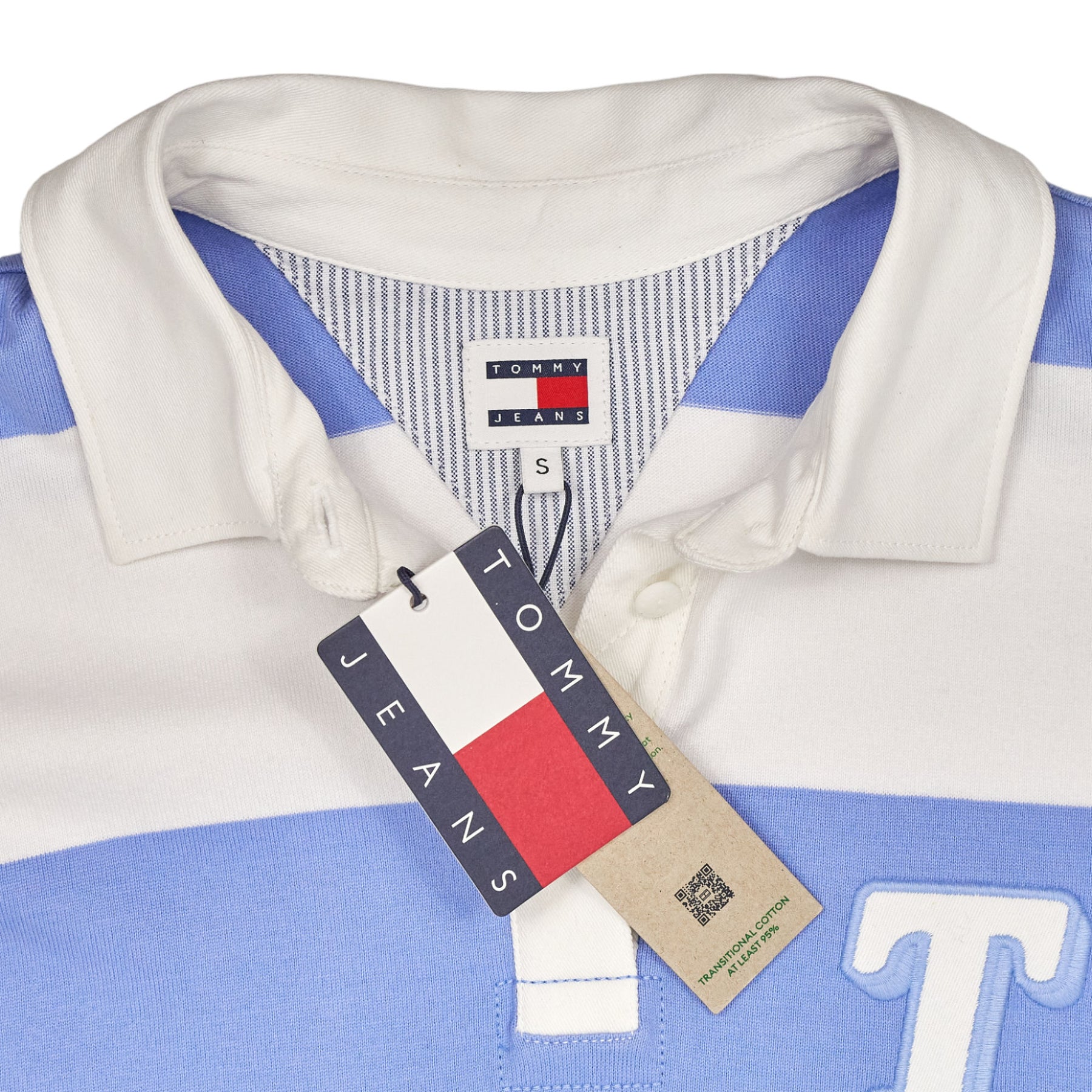 Tommy Jeans White Blue Striped Polo Dress