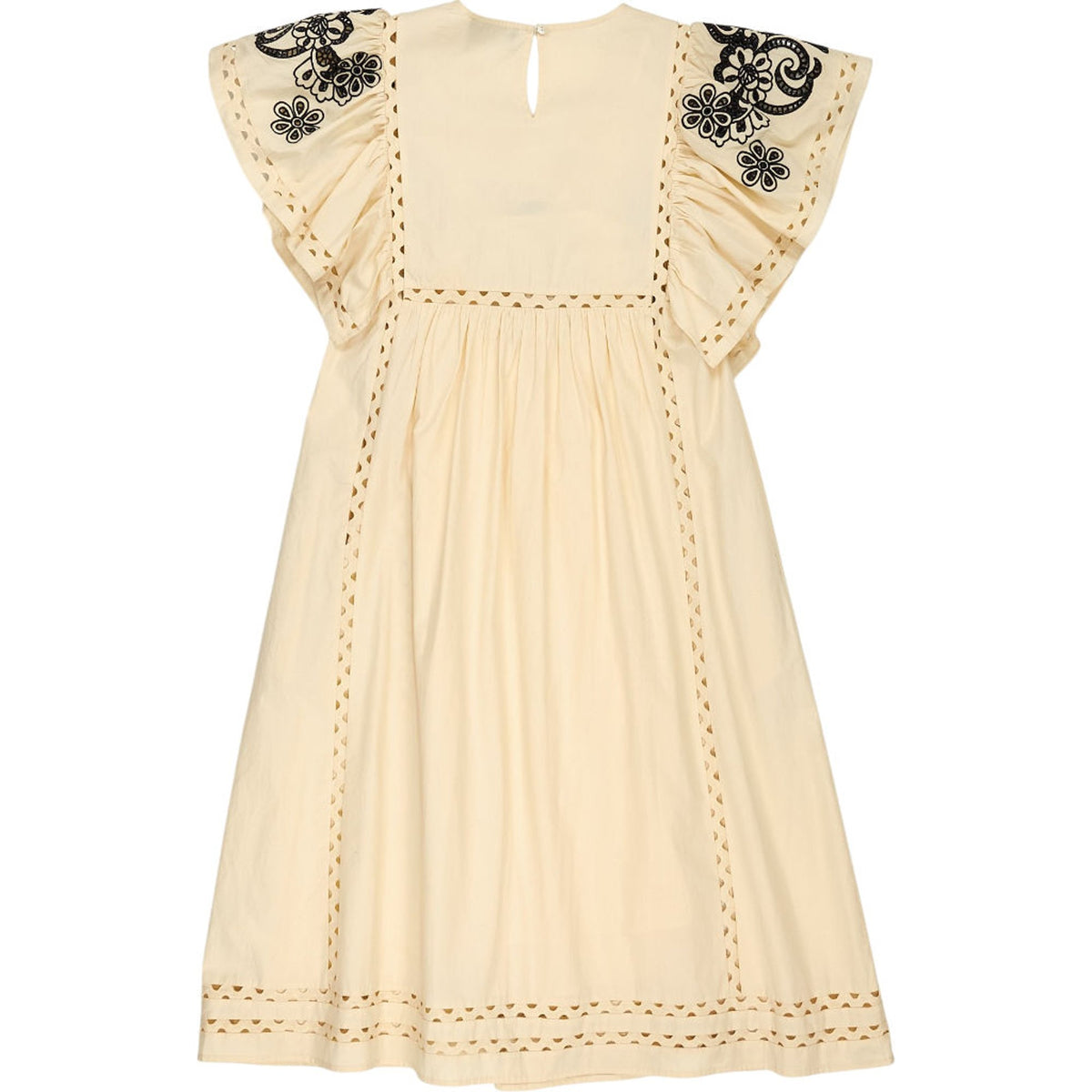 Wyse Cream Embroidered Midi Dress