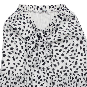 OMNES White Black Tiered Midi Skirt