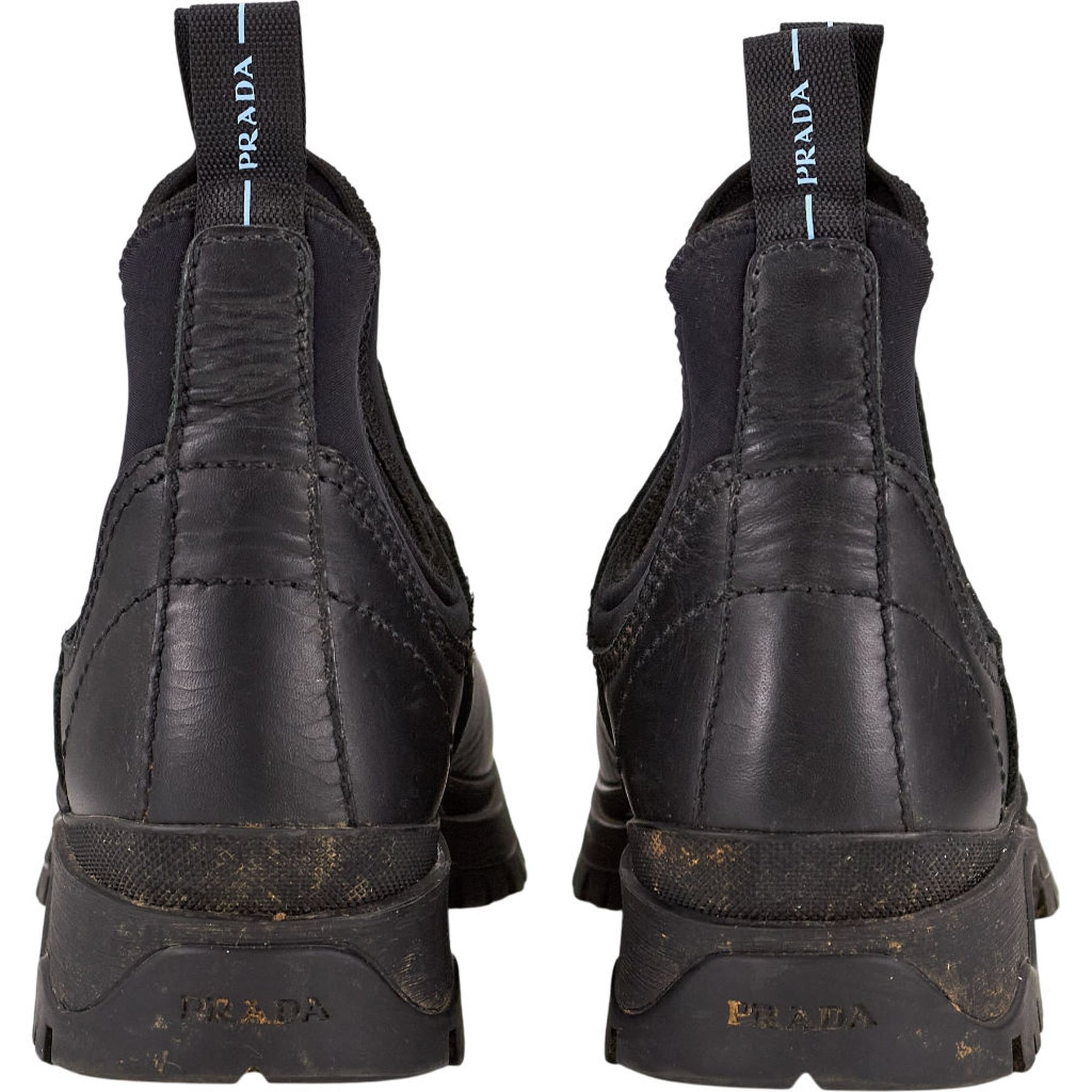 Prada Black Leather Ankle Boots