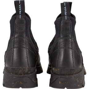 Prada Black Leather Ankle Boots