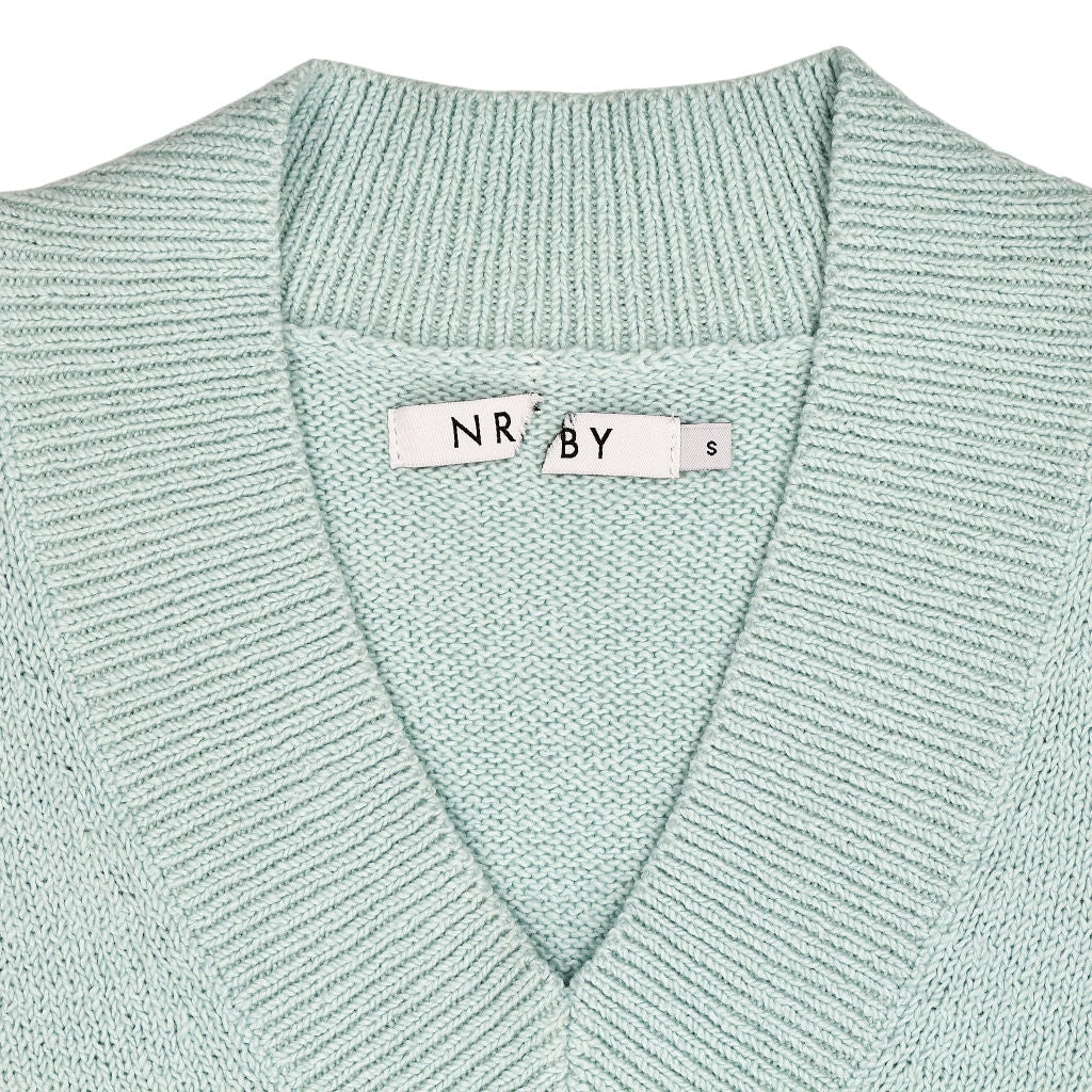 NRBY Mint Green V-Neck Knit Jumper