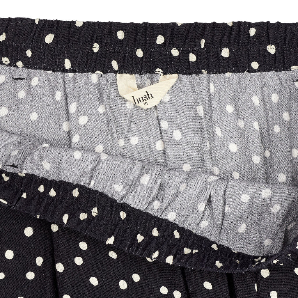 Hush Black Asym Crepe Polka Skirt