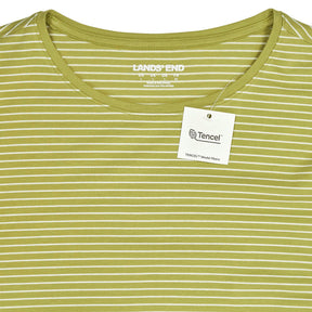 Lands' End Green Striped Long Sleeve Top