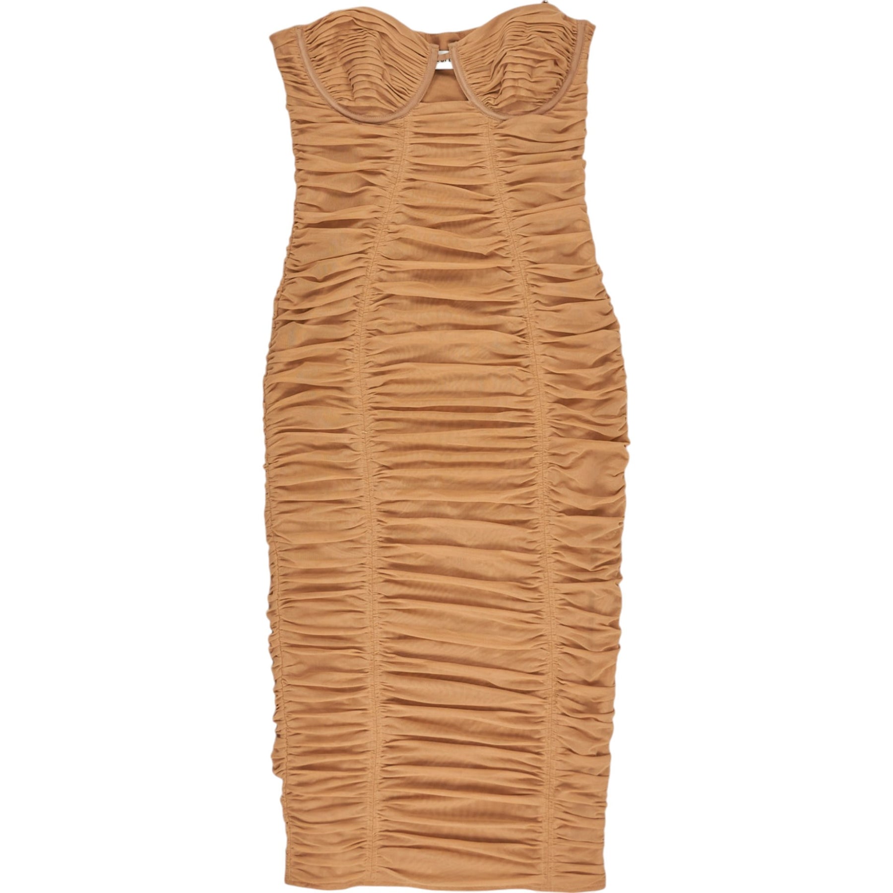 Self-Portrait Nude Power Mesh Midi Dress