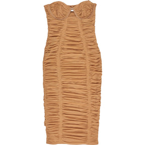 Self-Portrait Nude Power Mesh Midi Dress