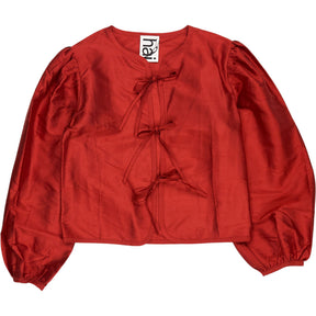 Hai Red Silk Tie Blouse