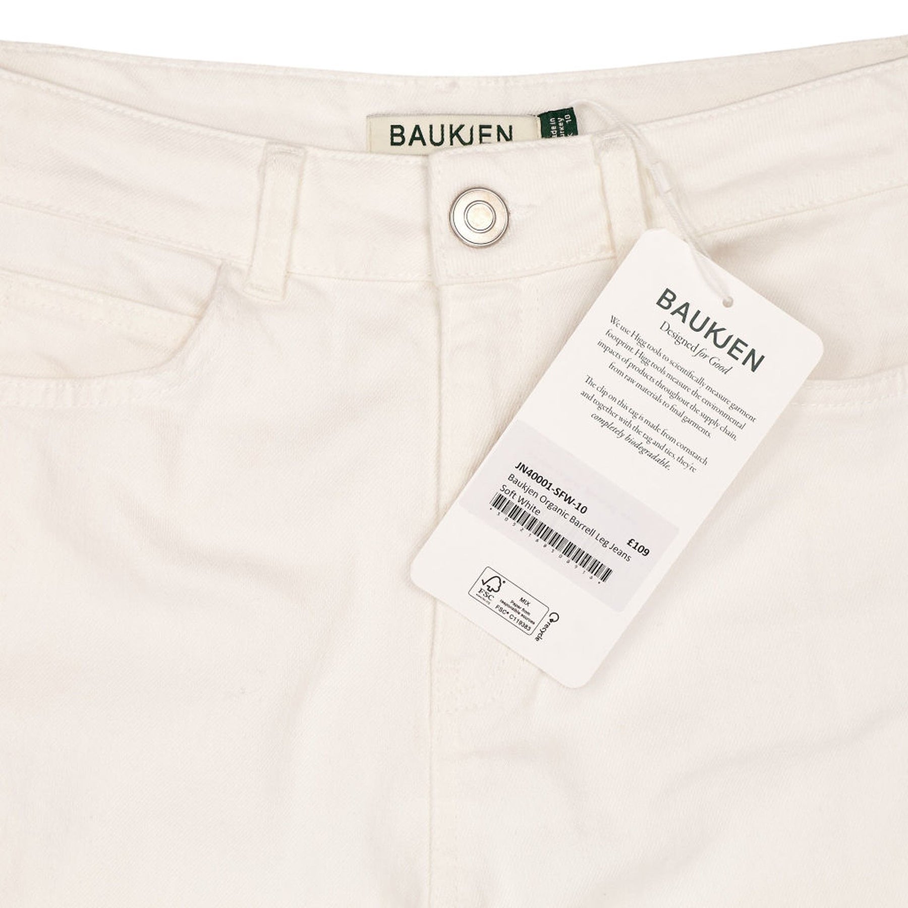 Baukjen White Organic Barrel Leg Jeans
