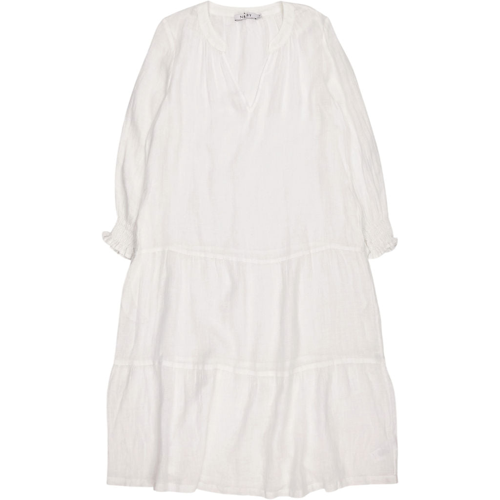 NRBY White Linen Midi Dress