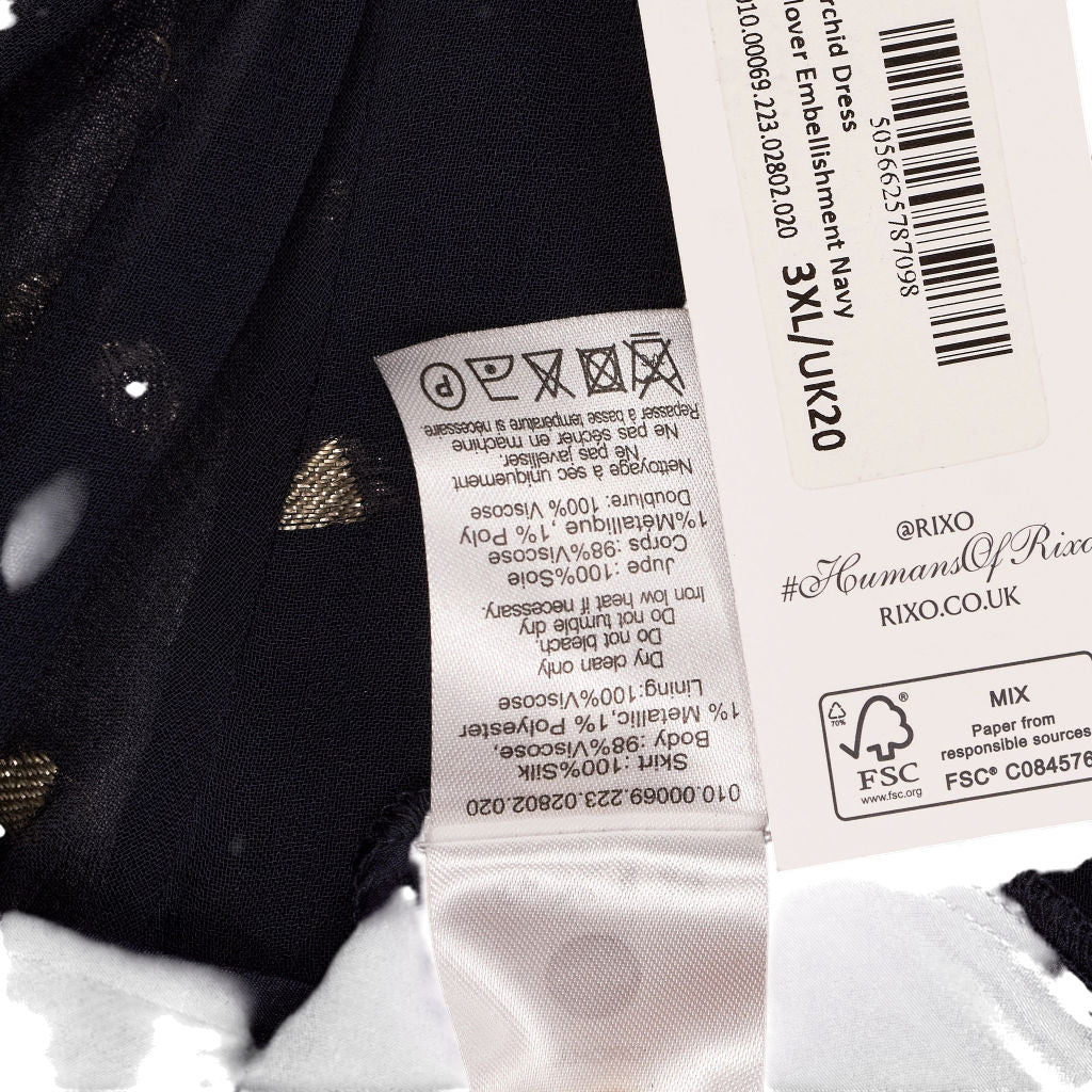 Rixo Navy Embellished V-Neck Dress