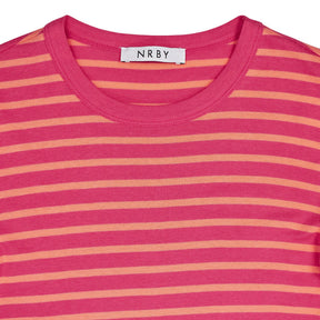 NRBY Pink Striped Ruffle Sleeve Top