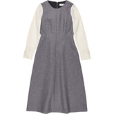 Cefinn Grey Wool Dress with Cream Sleeves