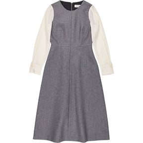 Cefinn Grey Wool Dress with Cream Sleeves